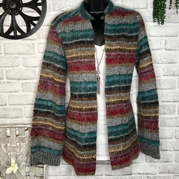 Koret 1980s Vintage Fuzzy Wool Knit Jacket Cardigan Sweater Top Size Medium - Picture 1 of 7